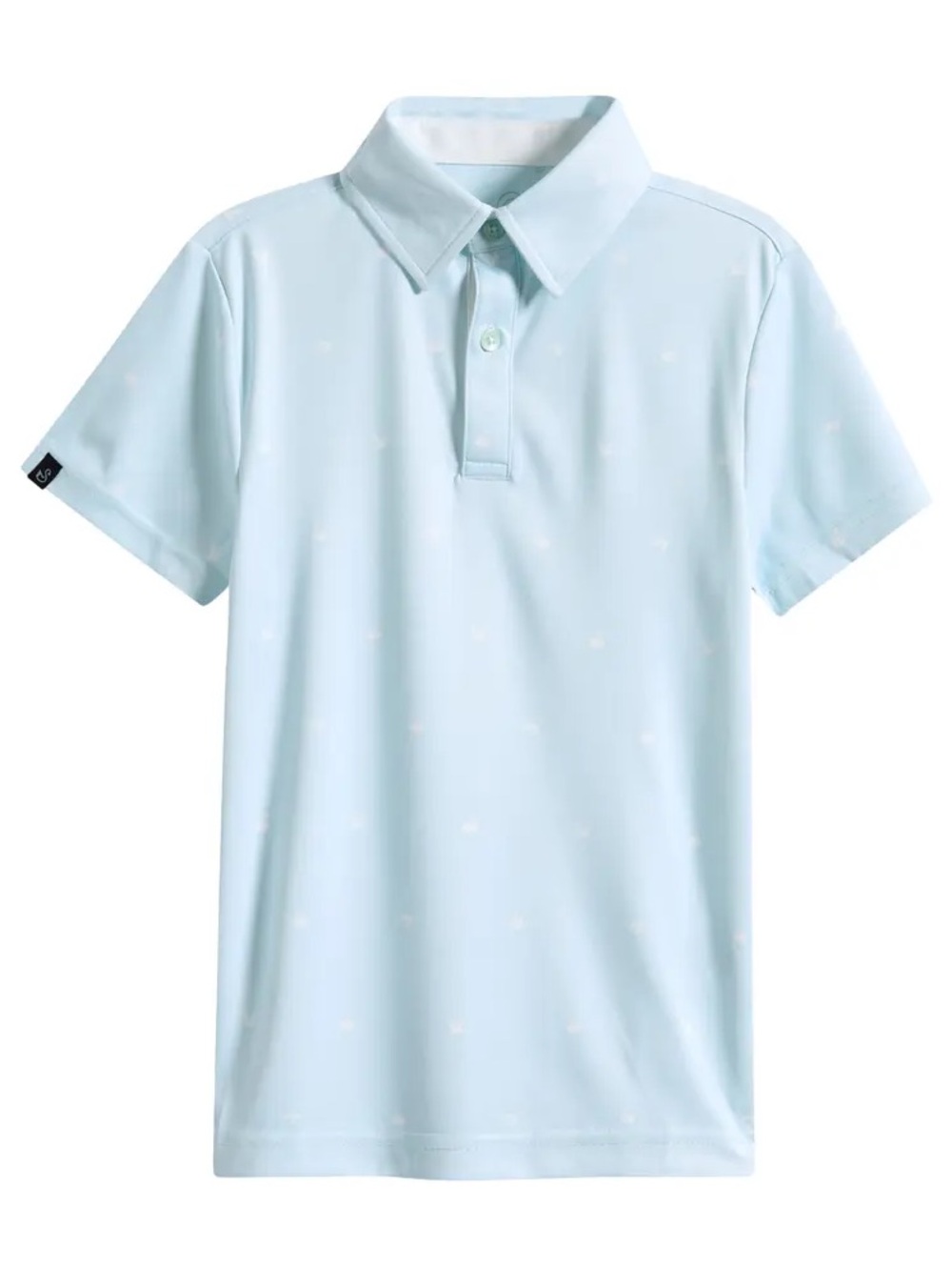 Swannies Kids Gilligan Polo in Mint Blue with White Swans Size: Big Kids Large